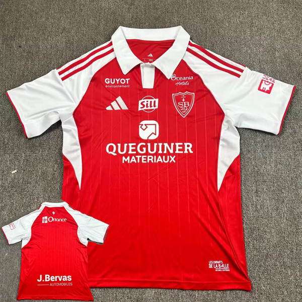 25/26 Stade Brestois Home Fans Soccer Jersey