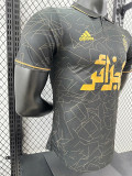 24/25  Algeria Black Grey Check  Player Version Soccer Jersey（胸前黄广告）(翻领）