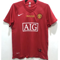 2007/2008 Man Utd home Red Retro soccer jersey(带胸前决赛字)