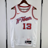 23/24 ROCKETS HARDEN #13 White City Edition Home Top Quality Hot Pressing NBA Jersey