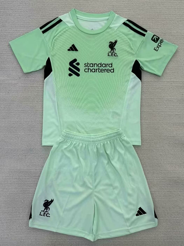 25/26  LIV Light Green Goalkeeper Kids  Soccer Jersey