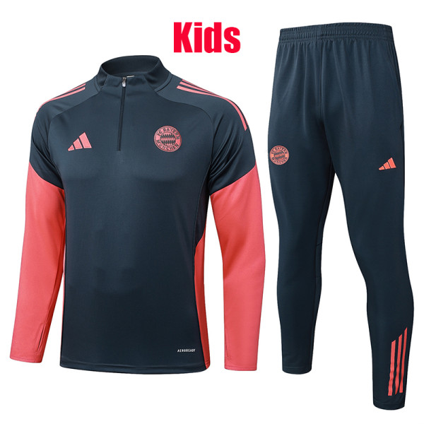 25/26 Bayern Grey Kids Half Pull Tracksuit #E25155 (童装\半拉链)