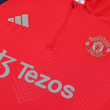 24/25 Man Utd Red Kids Half Pull Tracksuit  ( 童装、半拉链)