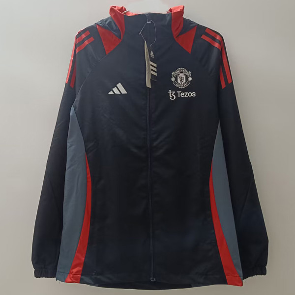 2025  Man Utd Black Hooded Windbreaker连帽