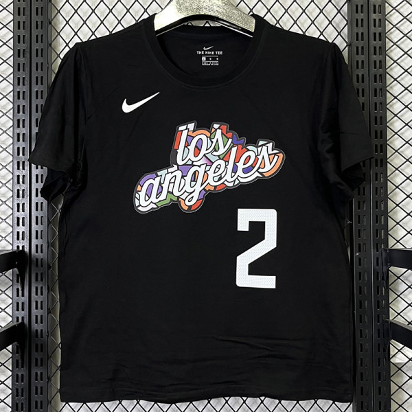 2025 T261 Clippers  LEONARD #12 NK Black  Pure Cotton  Blue T-shirt