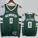 22/23 BUCKS LILLARD #0 Away Green Top Quality Hot Pressing NBA Jersey(V领)