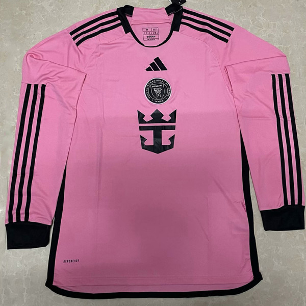 24/25 Inter Miami Home Long Sleeve Fans Soccer Jersey(长袖)