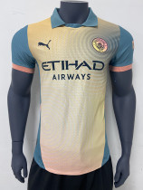 24/25 Man City Yellow Blue Special Edition Version Soccer Jersey