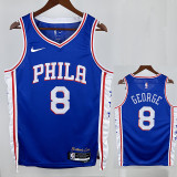22/23 76ERS GEORGE  # 8 Blue Away Top Quality Hot Pressing NBA Jersey客场