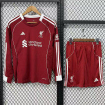25/26  LIV Home Kids Long Sleeve  Soccer Jersey