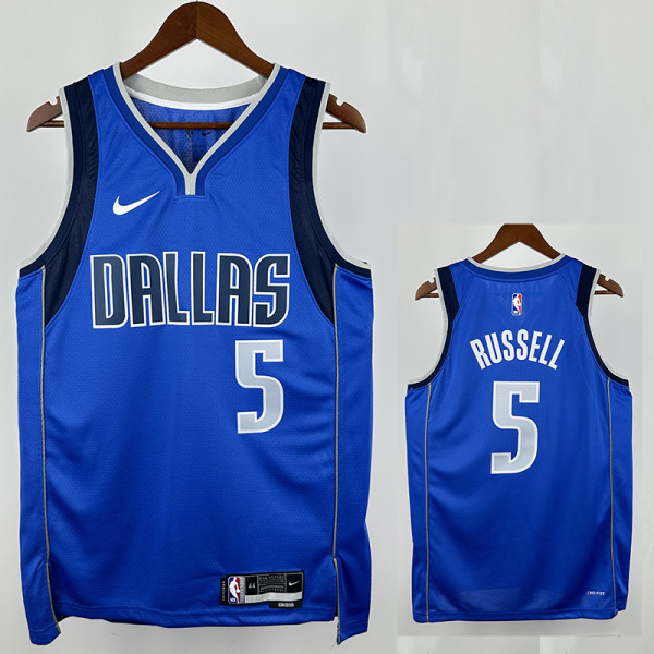 Dallas Mavericks RUSSELL #5 Blue Top Quality Hot Pressing NBA Jersey