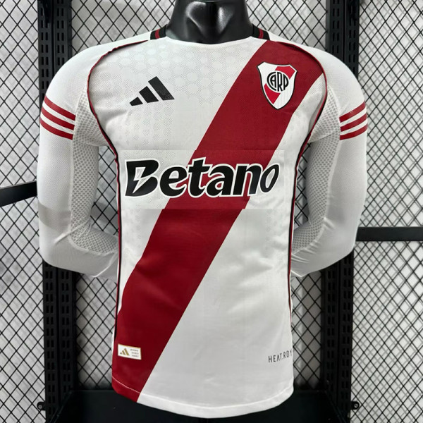 25/26 River Plate Home   Player Version  Long Sleeve Soccer Jersey广告版