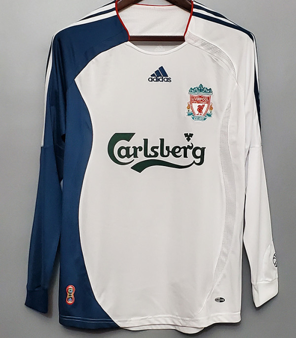 2006/2007 LIV Away White Long Sleeve Retro Soccer Jersey (长袖)