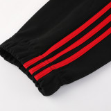 24/25 Man Utd Black Retro Edition Hooded  Tracksuit(袖红白相间）