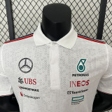 2024 F1 Formula One Mercedes Polo White Racing Suit(有领)