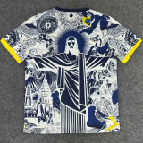 2025 Brazil Christ statue White Blue Fans Soccer Jersey
