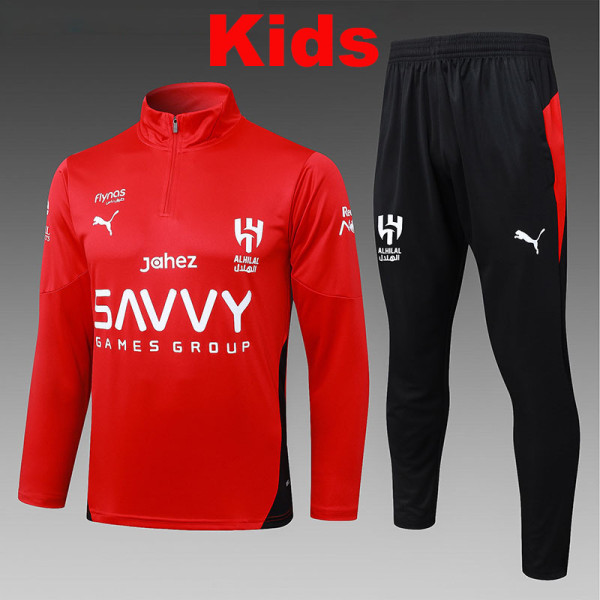 25/26 Al Hilal Red Kids Half Pull Tracksuit #E25170(半拉链\童装)
