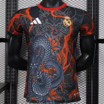 25/26 RMA Black Dragon Pattern Black Player Version Soccer Jersey