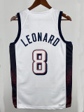 2024 Olympic Game USA LEONARD # 8 White Basketball Jersey