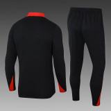 24/25  Portugal Black Kids  Half Pull Tracksuit  (童装)(半拉链)