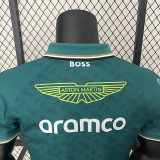 2024 F1 Aston Martin Green Polo Racing Suit(有领)