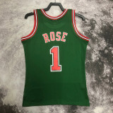 2008/2009 BULLS ROSE #1 Green Retro Top Quality Hot Pressing NBA