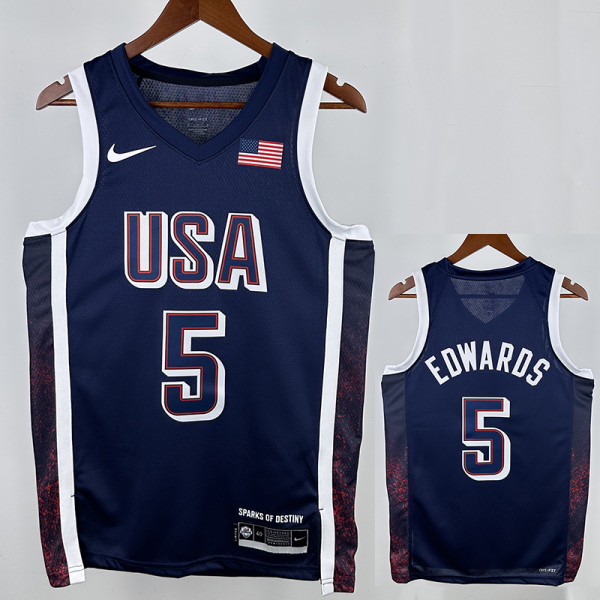 2024 Olympic Game USA EDWARDS # 5 Blue Basketball Jersey
