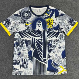 2025 Brazil Christ statue White Blue Fans Soccer Jersey