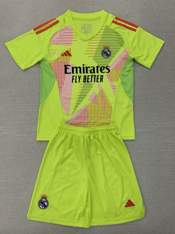 24/25 RMA Light Green Goalkeeper Kids Soccer Jersey
