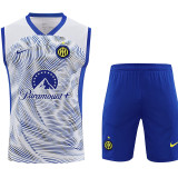 24/25 INT White # blue stripes Tank top and shorts suit