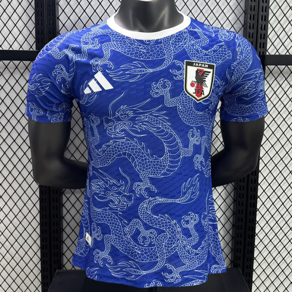 25/26 Japan White Dragon Pattern Blue Player Version  Soccer Jersey