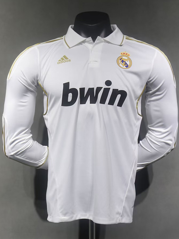 2011/2012 RMA Home Long Sleeve  Retro Player Version Soccer Jersey(球员)