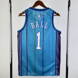23/24 HORNETS BALL #1 Blue Top Quality Hot Pressing NBA Jersey (Retro Logo)