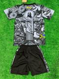 2024 Brazil Christ statue Black Kids Soccer Jersey