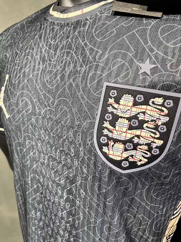 2024 England Black Grey Jordan Edition  Player Version Soccer Jersey(5A)