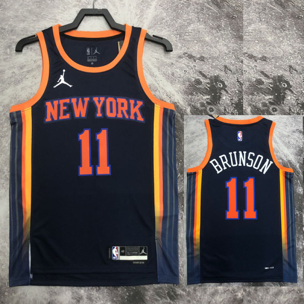 22/23 KNICKS BRUNSON #11 Black Top Quality Hot Pressing NBA Jersey (Trapeze Edition) 飞人版