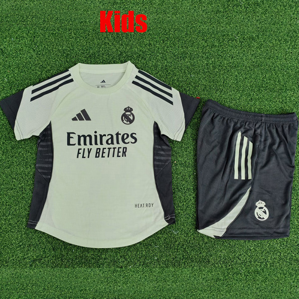 25/26 RMA Light Green  Player Version  Kids Soccer Jersey