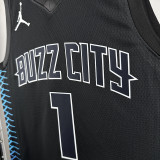 17/18 Hornets BALL #1 Black(City Edition) Top Quality Hot Pressing  NBA Jersey( 城市版)