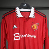 22/23 Man Utd Home Player Version Long Sleeve Retro Soccer Jersey长袖球员