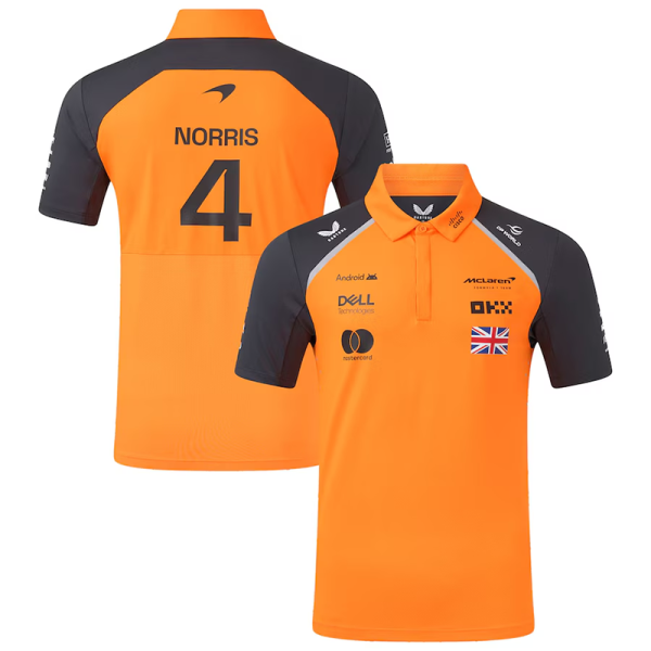 2025 McLaren Orange #4 Polo Racing Suit(翻领)