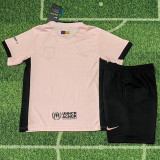 25 /26 BAR Light  Pink  Special Edition  Kids Soccer Jersey(浅粉黑胸花)