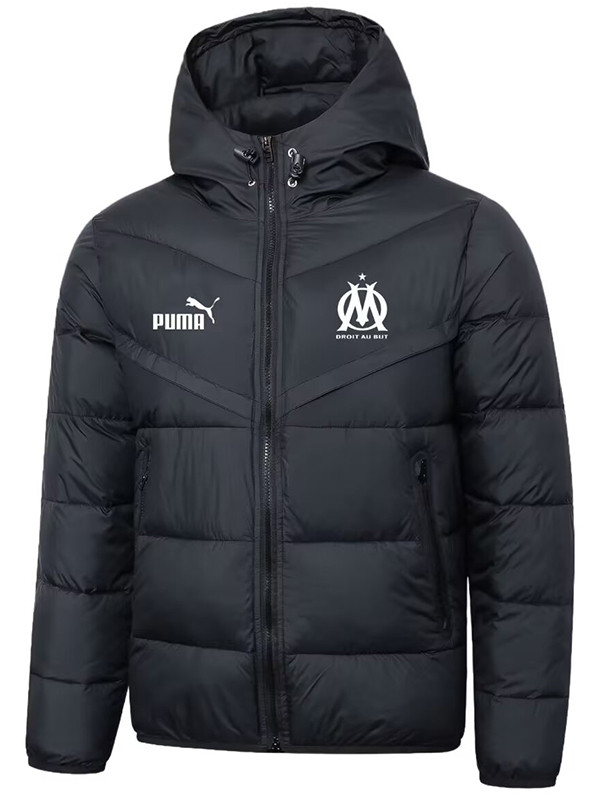 25/26 Marseille Black Hooded Cotton Coat 连帽棉衣