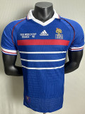 1998 France Home Player Version Retro Soccer Jersey(右胸带小字)