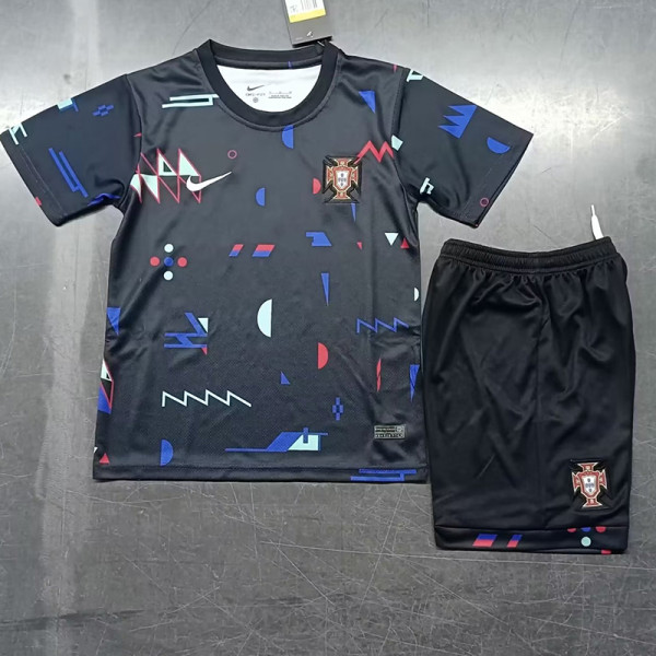 24/25 Portugal Black Kids Soccer Jersey