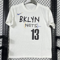2025 T251  Nets HARDEN # 13 NK White  Pure Cotton  Blue T-shirt