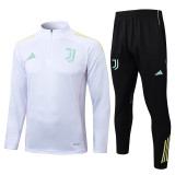 25/26  JUV White  Half Pull Tracksuit #B2561 (绿色队标、半拉链)