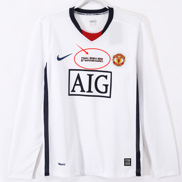 2008/2009 Man Utd Away Long Sleeve Retro Soccer Jersey (胸前字、长袖)