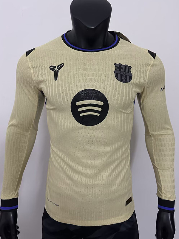 25/26 BAR Away Yellow  Player Version  Long Sleeve  Soccer Jersey