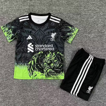 25/26 LIV Black Green Eagle's head  Kids Soccer Jersey