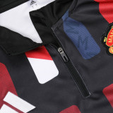 24/25 Man Utd Red Blue Black Puzzle Half Pull Tracksuit  (半拉链)